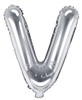 Globo de foil letra ''V'', 35cm, plata